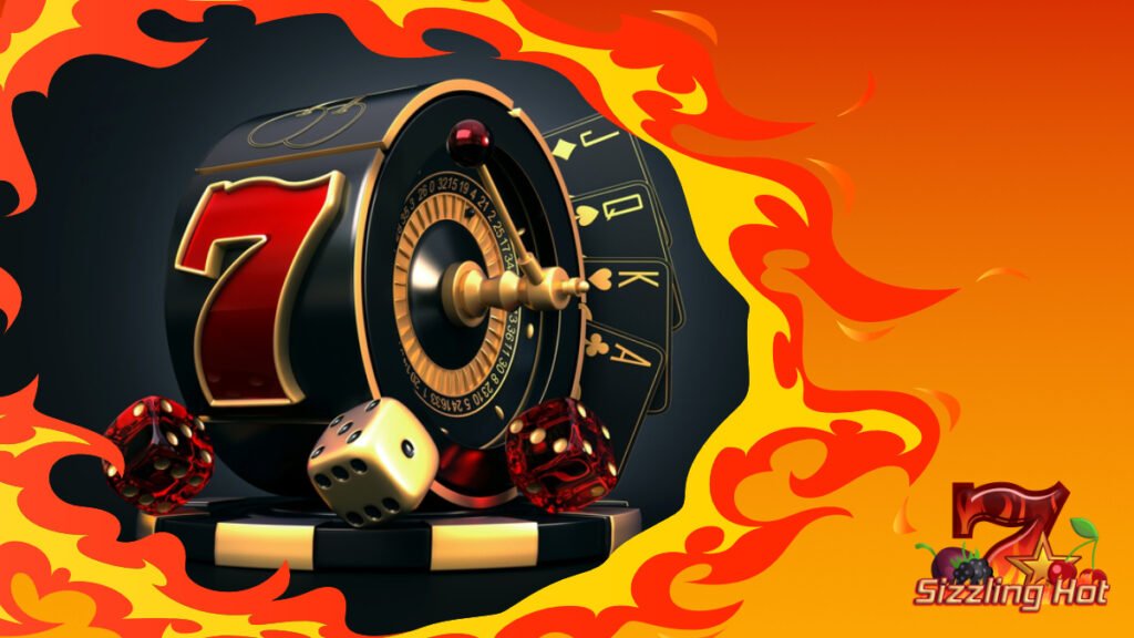 Sizzling Hot Slot casino spielautomat roulette set karte banner